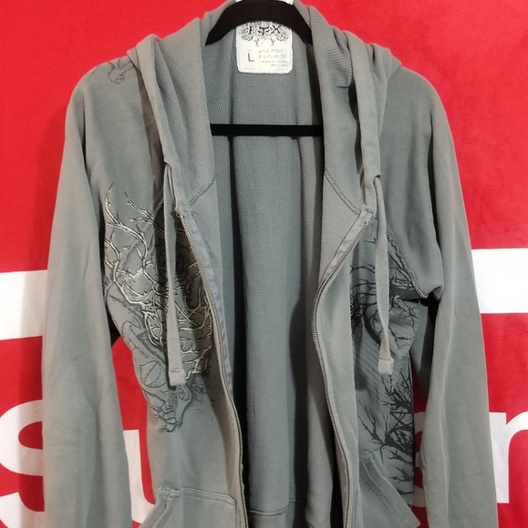 *SOLD*Fox Racing Gray and Black Full Zip MX Hoodie - Picture 5 of 7